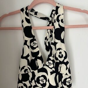 Urban Outfitters Black and White Floral Halter Top